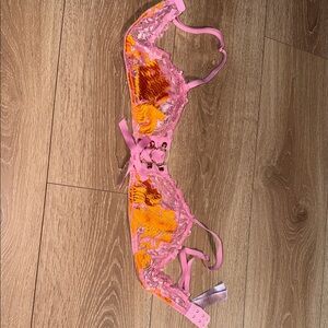 Savage X Fenty Pink and Orange Lace Bra